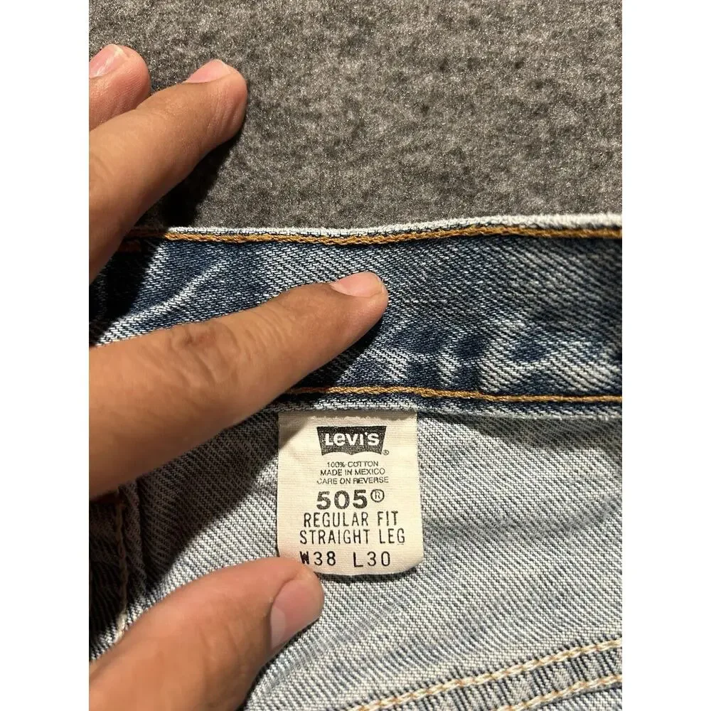 Vintage‎ Levis Jeans Mens 38x30 White Tab 505 Regular Fit Straight Leg 2000s